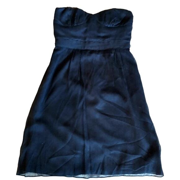 J. Crew Women's Dress Sweetheart Neckline 100% Silk Navy Size 4 Formal Romantic - Picture 11 of 16